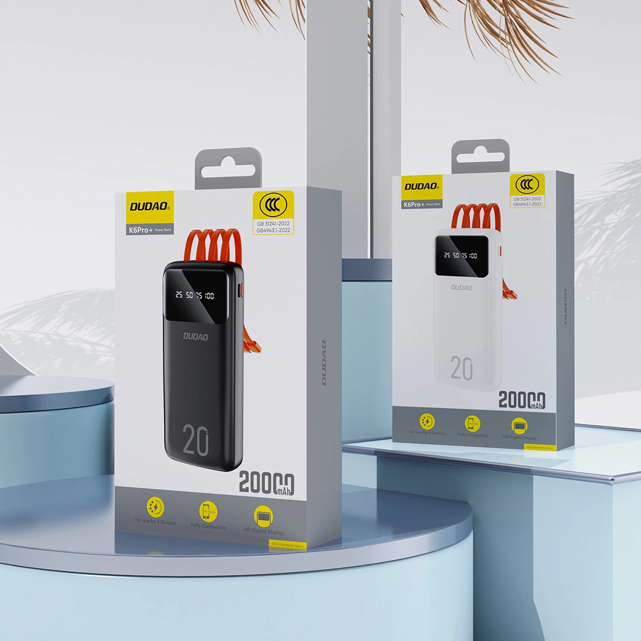 Външна батерия Dudao K6Pro+, 20000mAh, 10W, 1 x Lightning - 1 x microUSB - 1 x USB-A - 1 x USB-C, Черна