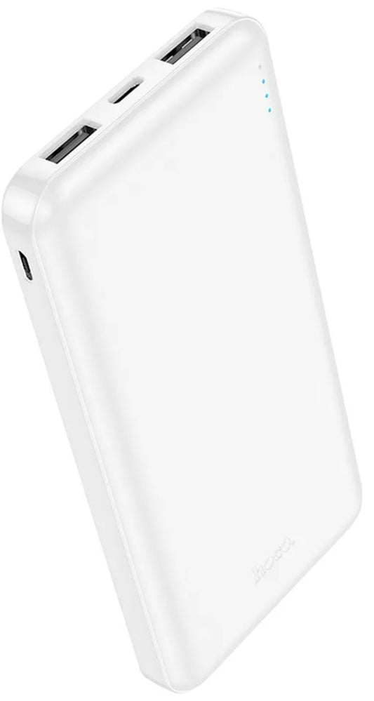 Външна батерия HOCO J100, 10000mAh, 10W, 2 x USB-A, Бяла