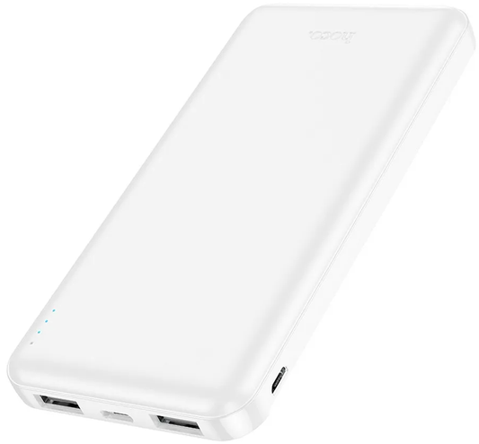 Външна батерия HOCO J100, 10000mAh, 10W, 2 x USB-A, Бяла