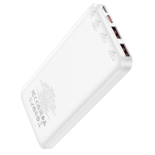 Външна батерия HOCO J101, 10000mAh, 22.5W, QC + PD, 1 x USB-C - 2 x USB-A, Бяла