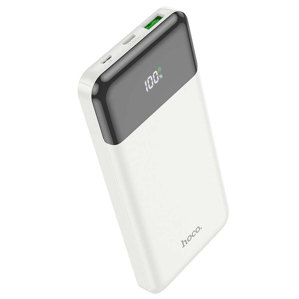 External Battery HOCO J102, 10000mAh, 20W, QC + PD, 1 x USB-A - 1 x USB-C, White