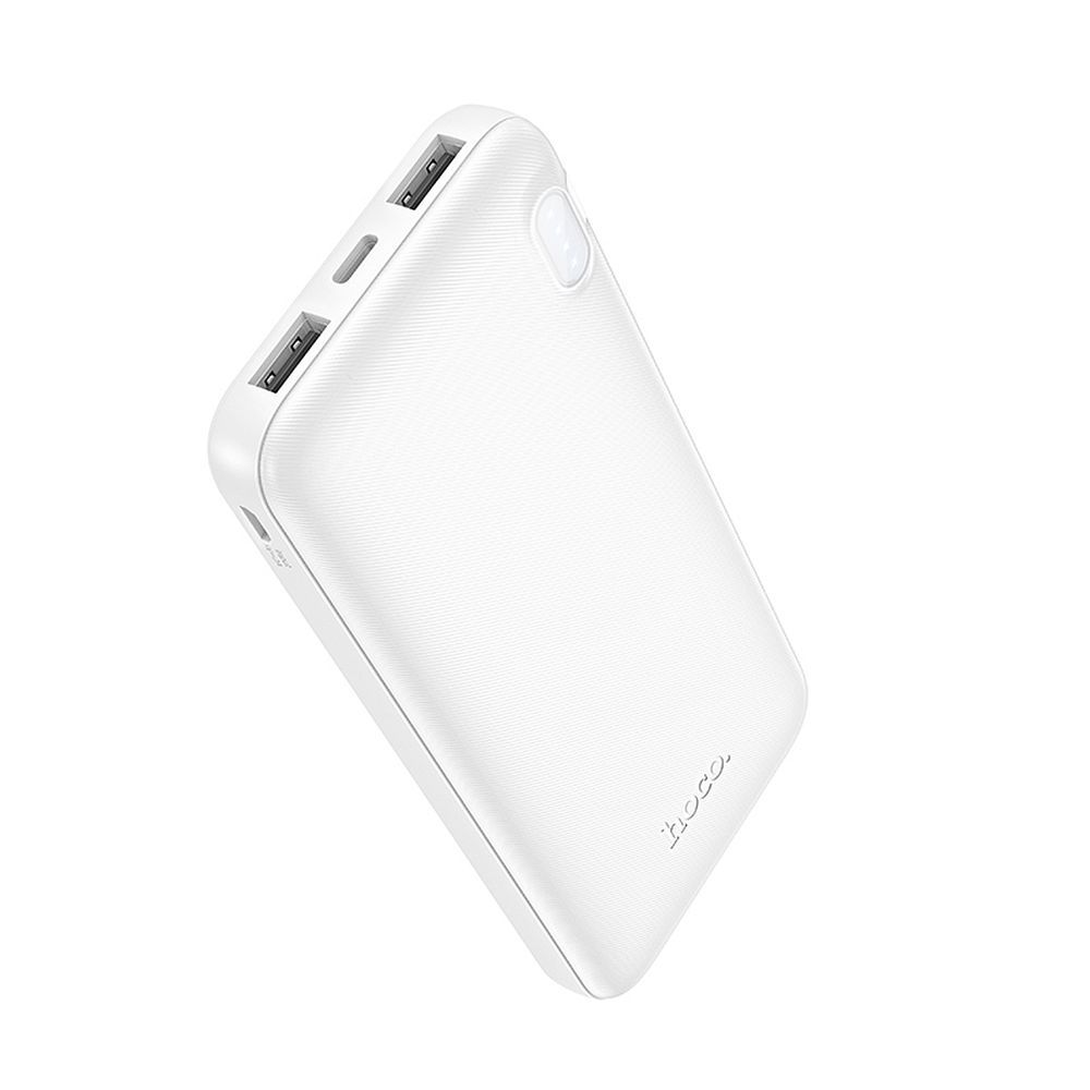 Външна батерия HOCO J128, 10000mAh, 10W, 2 x USB-A, Бяла