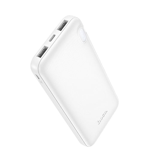 Външна батерия HOCO J128, 10000mAh, 10W, 2 x USB-A, Бяла