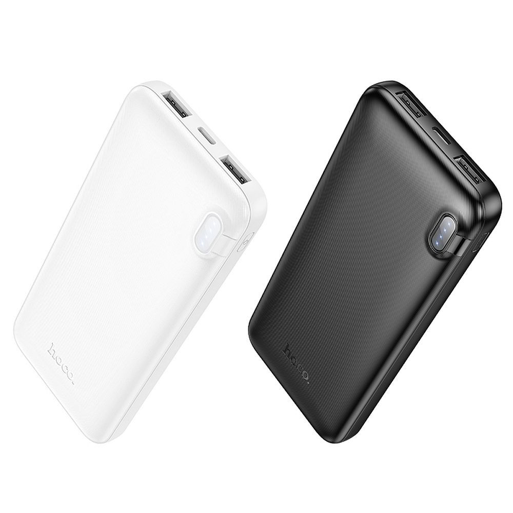 Външна батерия HOCO J128, 10000mAh, 10W, 2 x USB-A, Бяла