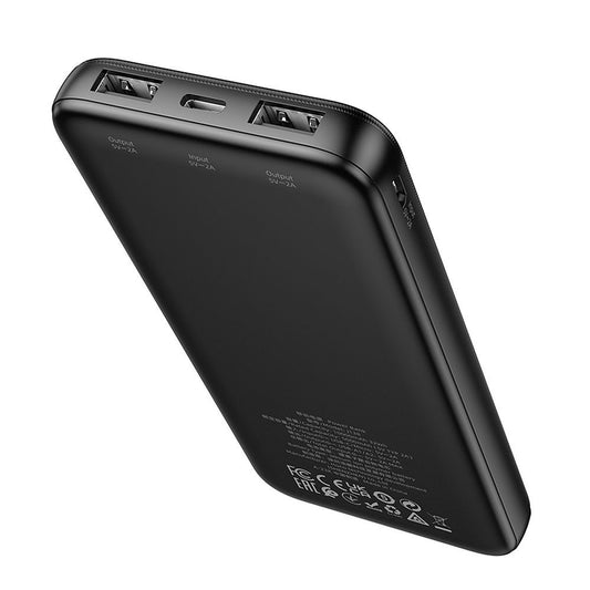Външна батерия HOCO J128, 10000mAh, 10W, 2 x USB-A, Черна