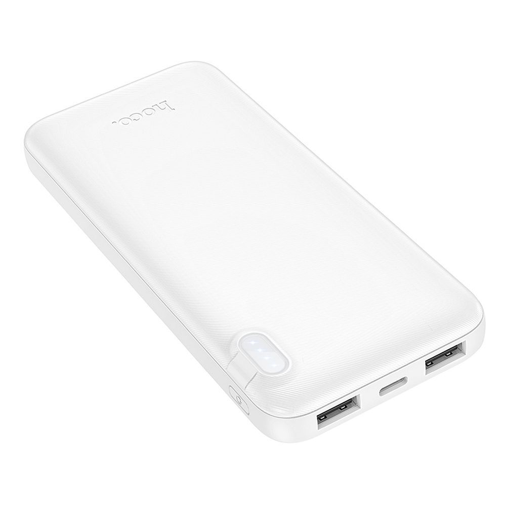 Външна батерия HOCO J128, 10000mAh, 10W, 2 x USB-A, Бяла