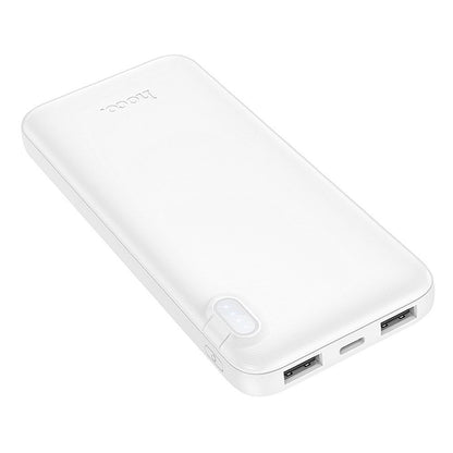 Външна батерия HOCO J128, 10000mAh, 10W, 2 x USB-A, Бяла