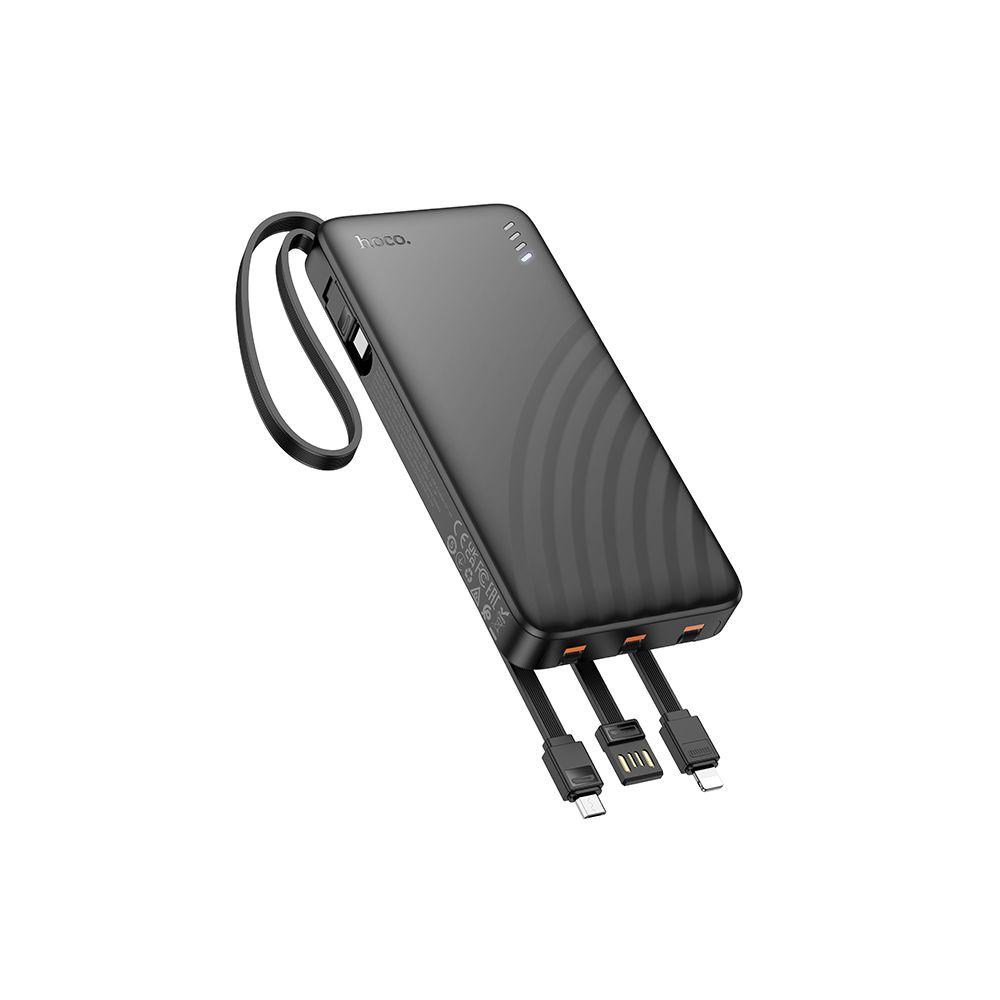 Външна батерия HOCO J146, 10000mAh, 10W, 1 x Lightning - 1 x microUSB - 1 x USB-A - 1 x USB-C, Черна