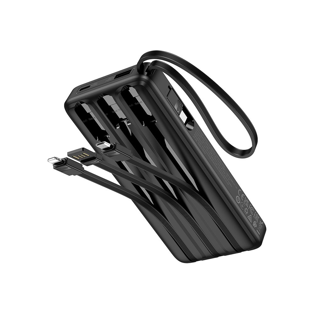 Външна батерия HOCO J146, 10000mAh, 10W, 1 x Lightning - 1 x microUSB - 1 x USB-A - 1 x USB-C, Черна