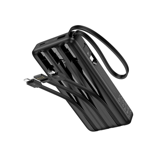 Външна батерия HOCO J146, 10000mAh, 10W, 1 x Lightning - 1 x microUSB - 1 x USB-A - 1 x USB-C, Черна