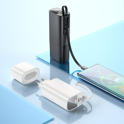 Външна батерия HOCO J148 2 в 1, 5000 mAh, 20 W, PD, 2 x USB-C, черна