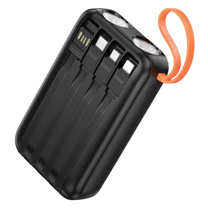 HOCO J151 External Battery, 10000mAh, 10W, 1 x Lightning - 1 x microUSB - 1 x USB-A - 1 x USB-C, Black