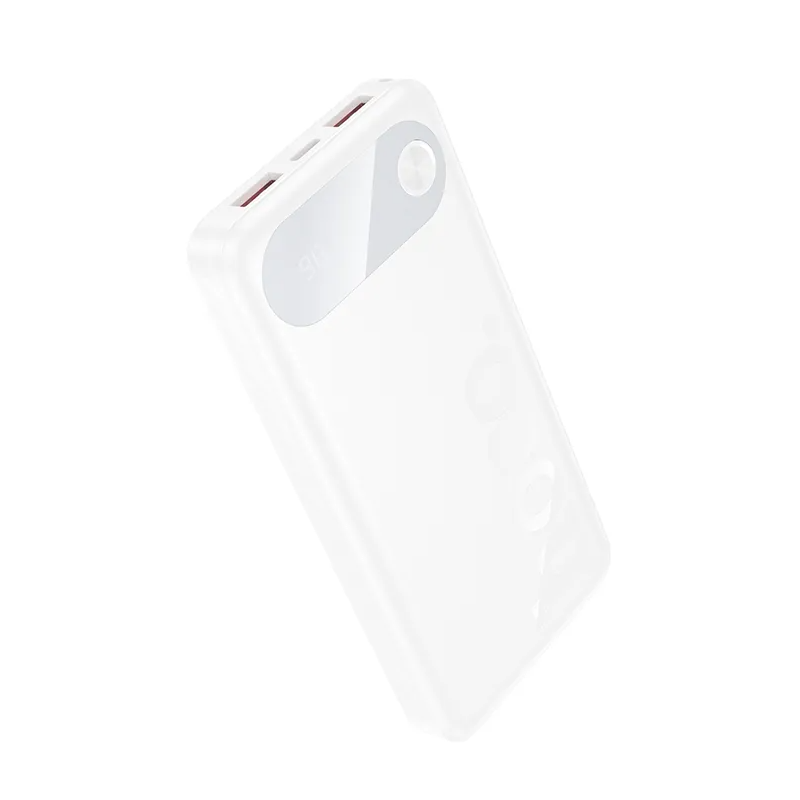 Външна батерия HOCO J154, 10000mAh, 22.5W, QC + PD, 1 x USB-C - 2 x USB-A, Бяла
