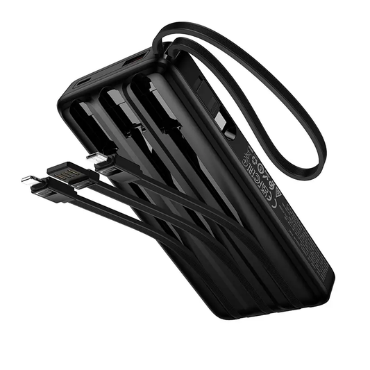 Външна батерия HOCO J156 Founder, 10000mAh, 22.5W, QC + PD, 1 x Lightning - 1 x microUSB - 1 x USB-A - 2 x USB-C, Черна