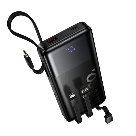 Външна батерия HOCO J156 Founder, 10000mAh, 22.5W, QC + PD, 1 x Lightning - 1 x microUSB - 1 x USB-A - 2 x USB-C, Черна