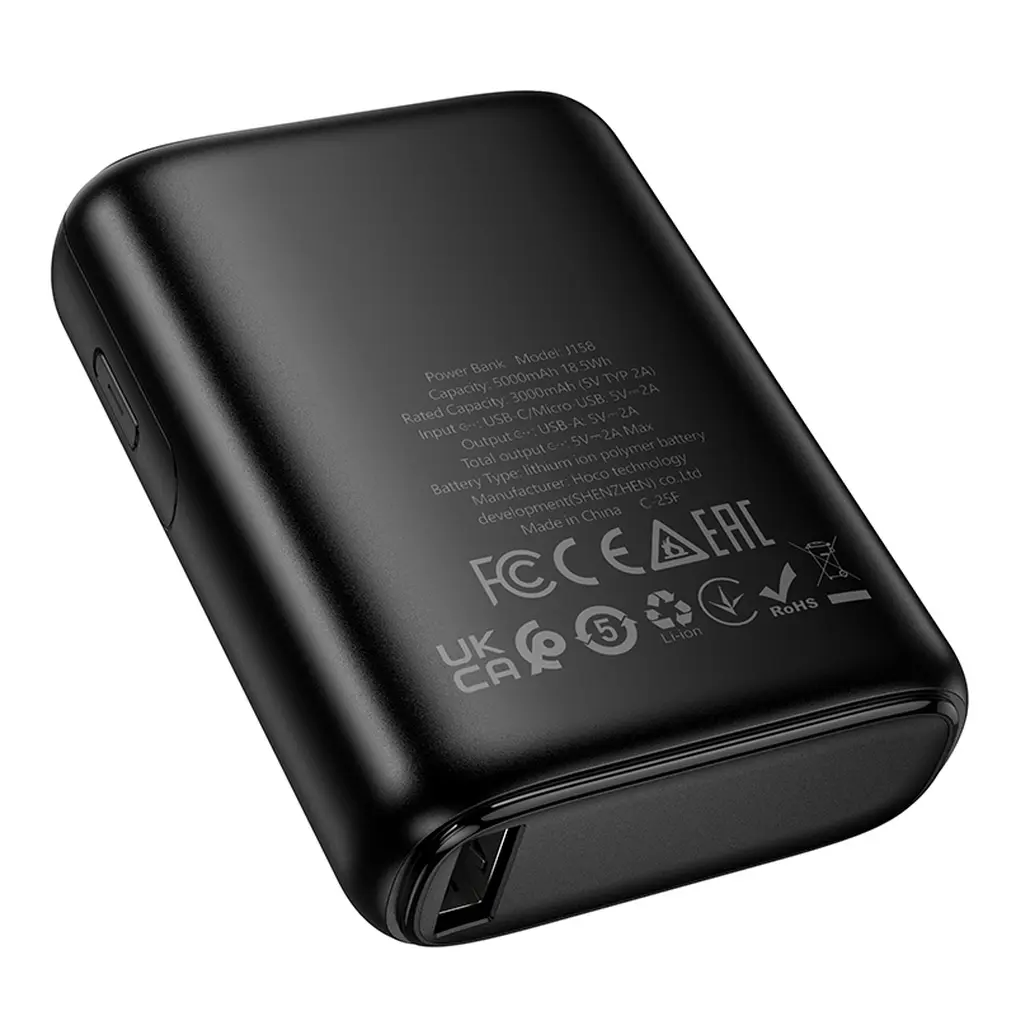 Външна батерия HOCO J158, 5000mAh, 10W, 1 x USB-A, Черна