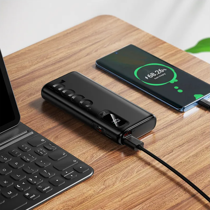 Външна батерия HOCO J158 Pro, 10000mAh, 22.5W, QC + PD, 1 x USB-C - 2 x USB-A, Черна