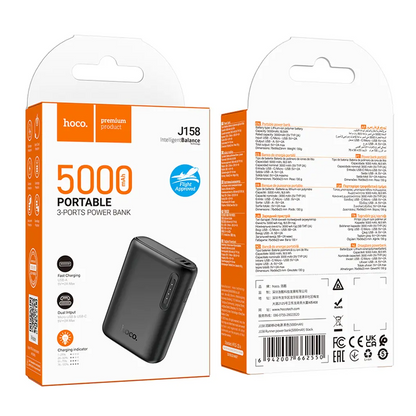 Външна батерия HOCO J158, 5000mAh, 10W, 1 x USB-A, Черна