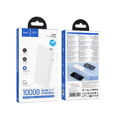 Външна батерия HOCO J158A, 10000mAh, 10W, 2 x USB-A, бяла