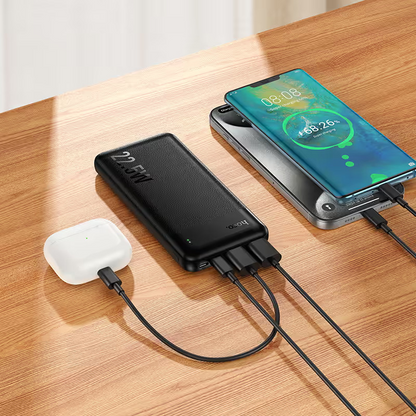 HOCO J159 Essence External Battery, 10000mAh, 22.5W, QC + PD, 1 x USB-C - 2 x USB-A, Black