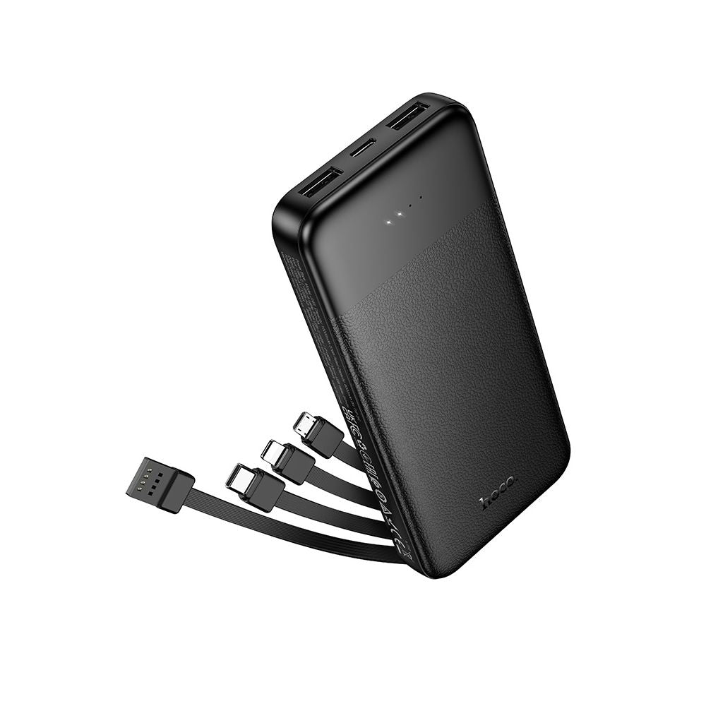 Външна батерия HOCO J163, 10000mAh, 10W, 1 x Lightning - 1 x microUSB - 2 x USB-A - 1 x USB-C, Черна