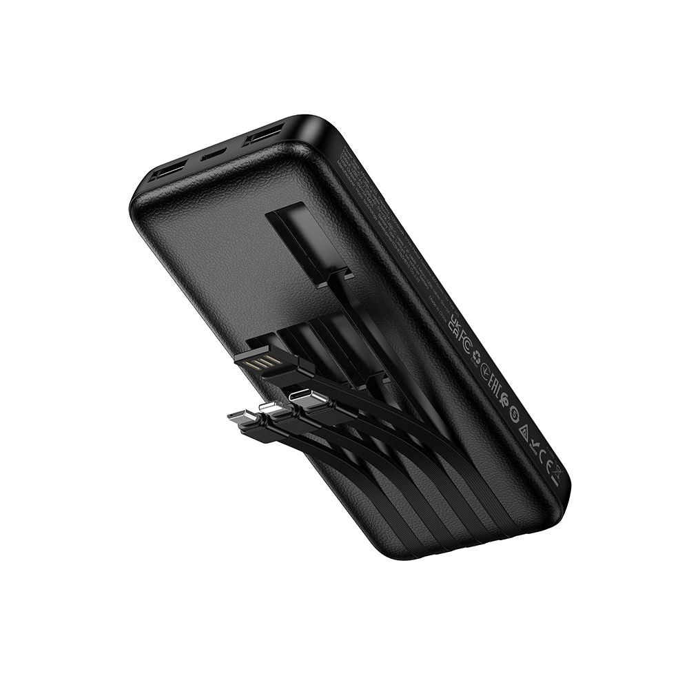 Външна батерия HOCO J163, 10000mAh, 10W, 1 x Lightning - 1 x microUSB - 2 x USB-A - 1 x USB-C, Черна