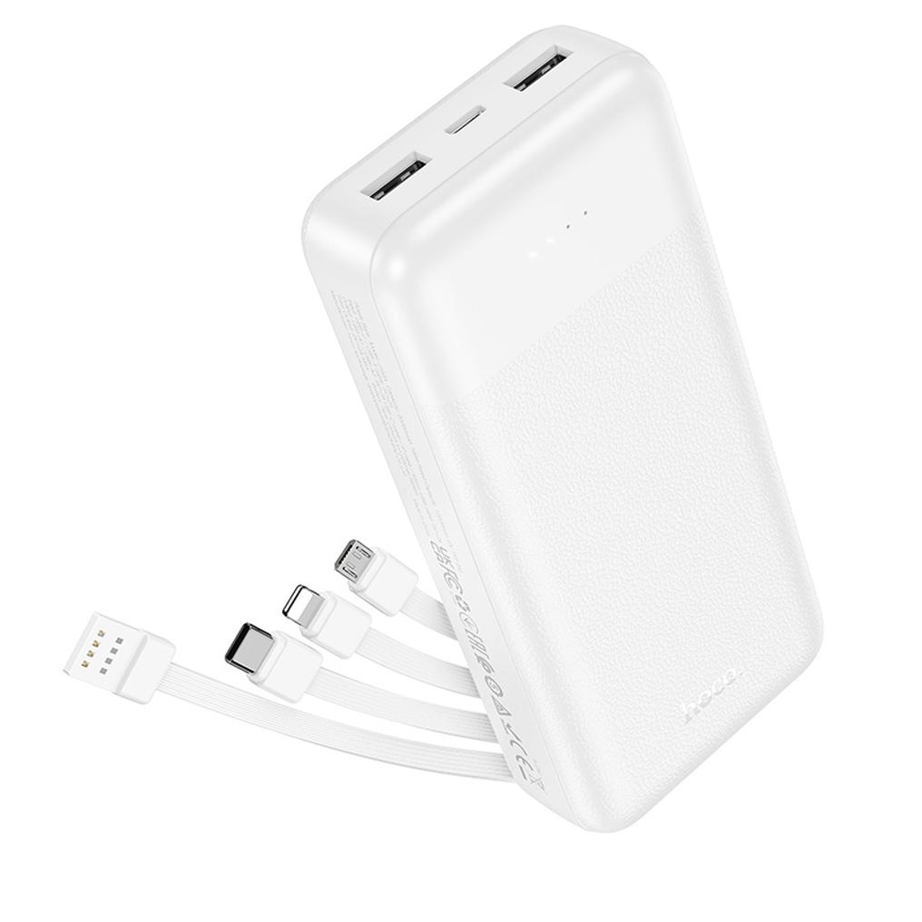 Външна батерия HOCO J163A, 20000mAh, 10W, 1 x Lightning - 1 x microUSB - 1 x USB-C - 2 x USB-A, бяла