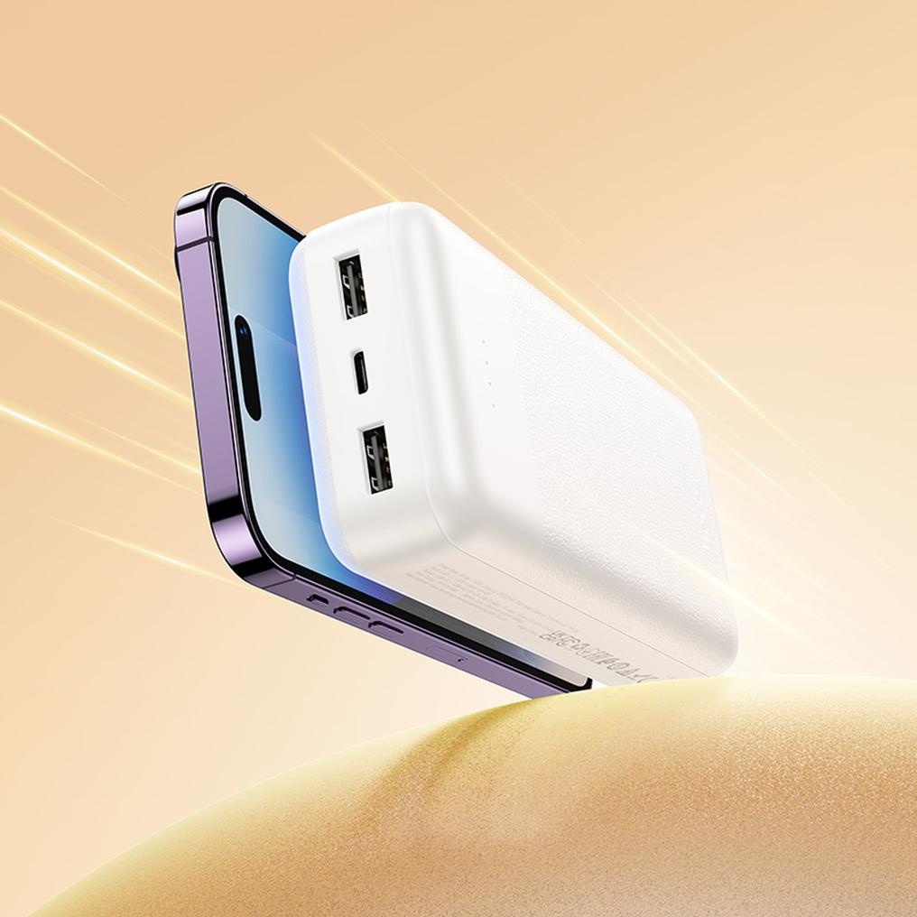 Външна батерия HOCO J163A, 20000mAh, 10W, 1 x Lightning - 1 x microUSB - 1 x USB-C - 2 x USB-A, бяла