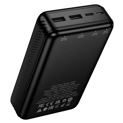 Външна батерия HOCO J165A, 20000mAh, 10W, 2 x USB-A, Черна