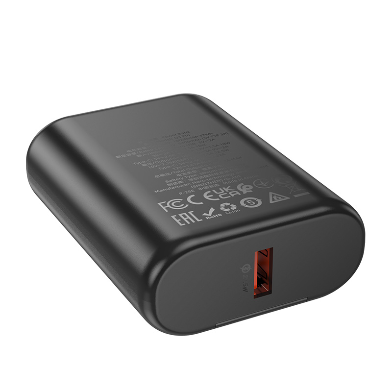 HOCO Q3 Pro External Battery, 10000mAh, 22.5W, QC + PD, 1 x USB-A - 1 x USB-C, Black
