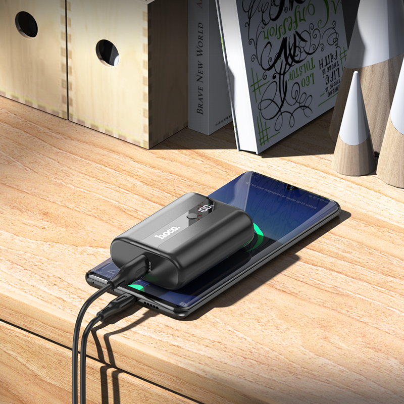 HOCO Q3 Pro External Battery, 10000mAh, 22.5W, QC + PD, 1 x USB-A - 1 x USB-C, Black
