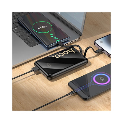 Външна батерия HOCO Q37, 10000mAh, 22.5W, QC + PD, 1 x Lightning - 1 x USB-A - 2 x USB-C, Черна