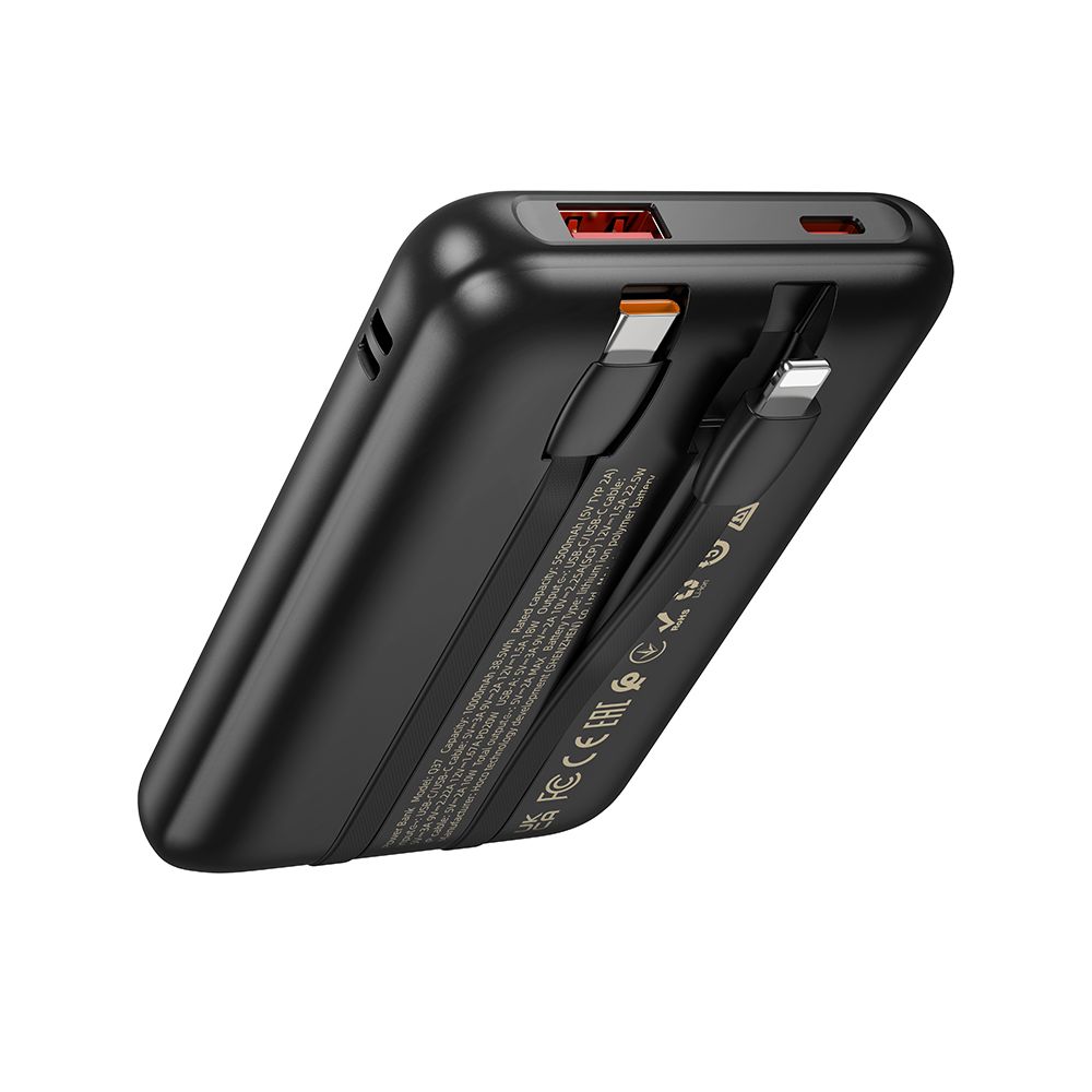 Външна батерия HOCO Q37, 10000mAh, 22.5W, QC + PD, 1 x Lightning - 1 x USB-A - 2 x USB-C, Черна