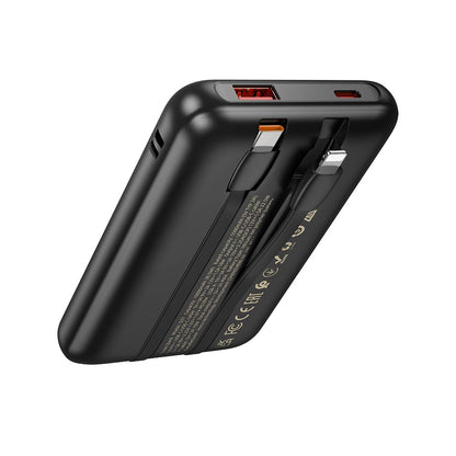 Външна батерия HOCO Q37, 10000mAh, 22.5W, QC + PD, 1 x Lightning - 1 x USB-A - 2 x USB-C, Черна