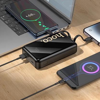 Външна батерия HOCO Q37A, 20000mAh, 22.5W, QC + PD, 1 x Lightning - 1 x USB-A - 2 x USB-C, Черна