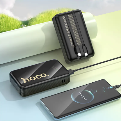Външна батерия HOCO Q37A, 20000mAh, 22.5W, QC + PD, 1 x Lightning - 1 x USB-A - 2 x USB-C, Черна