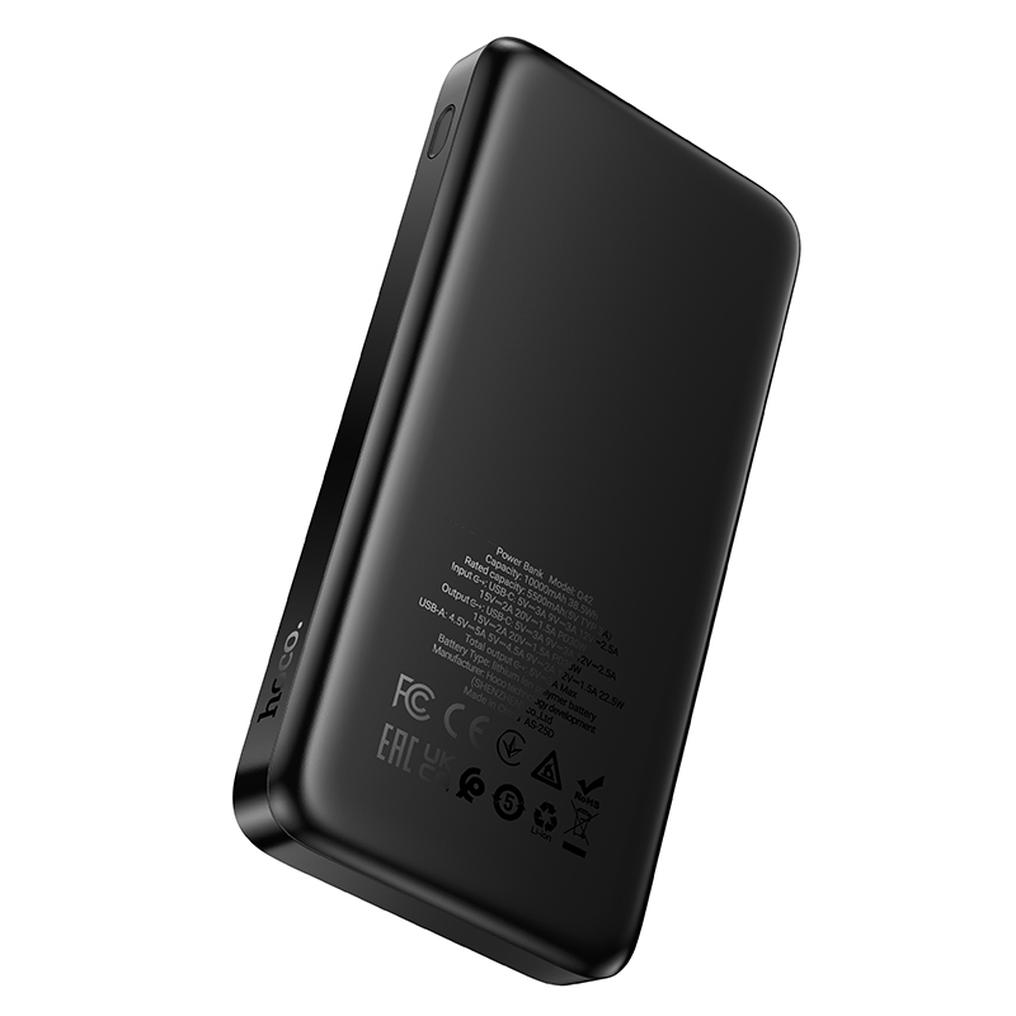 Външна батерия HOCO Q42, 10000mAh, 30W, QC + PD, 1 x USB-A - 1 x USB-C, черна