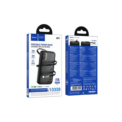Външна батерия HOCO Q51, 10000mAh, 20W, PD, 2 x USB-C, Черна