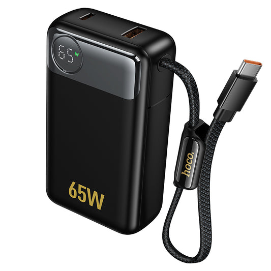 Външна батерия HOCO Q53, 12000mAh, 65W, QC + PD, 1 x USB-A - 2 x USB-C, Черна