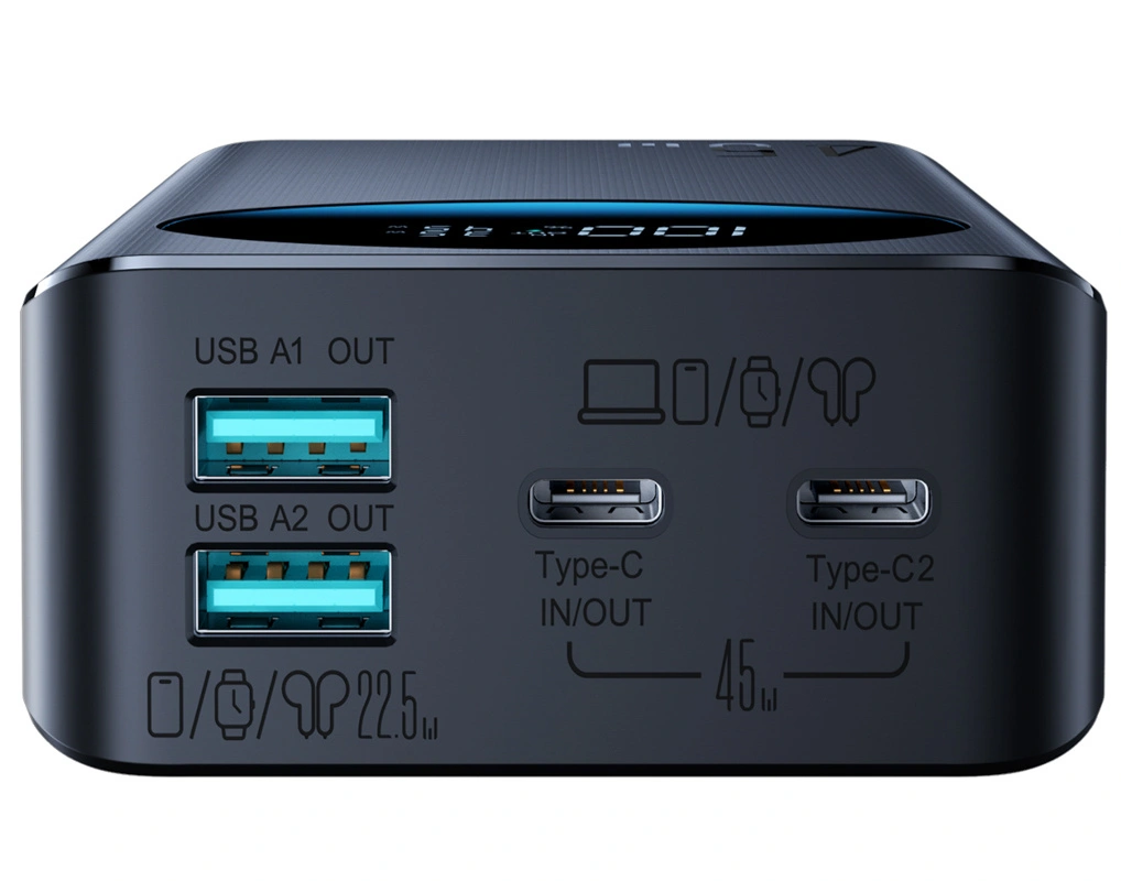 Външна батерия Joyroom JR-PBF02 Pro, 20000mAh, 45W, QC + PD, 2 x USB-A - 2 x USB-C, Черна