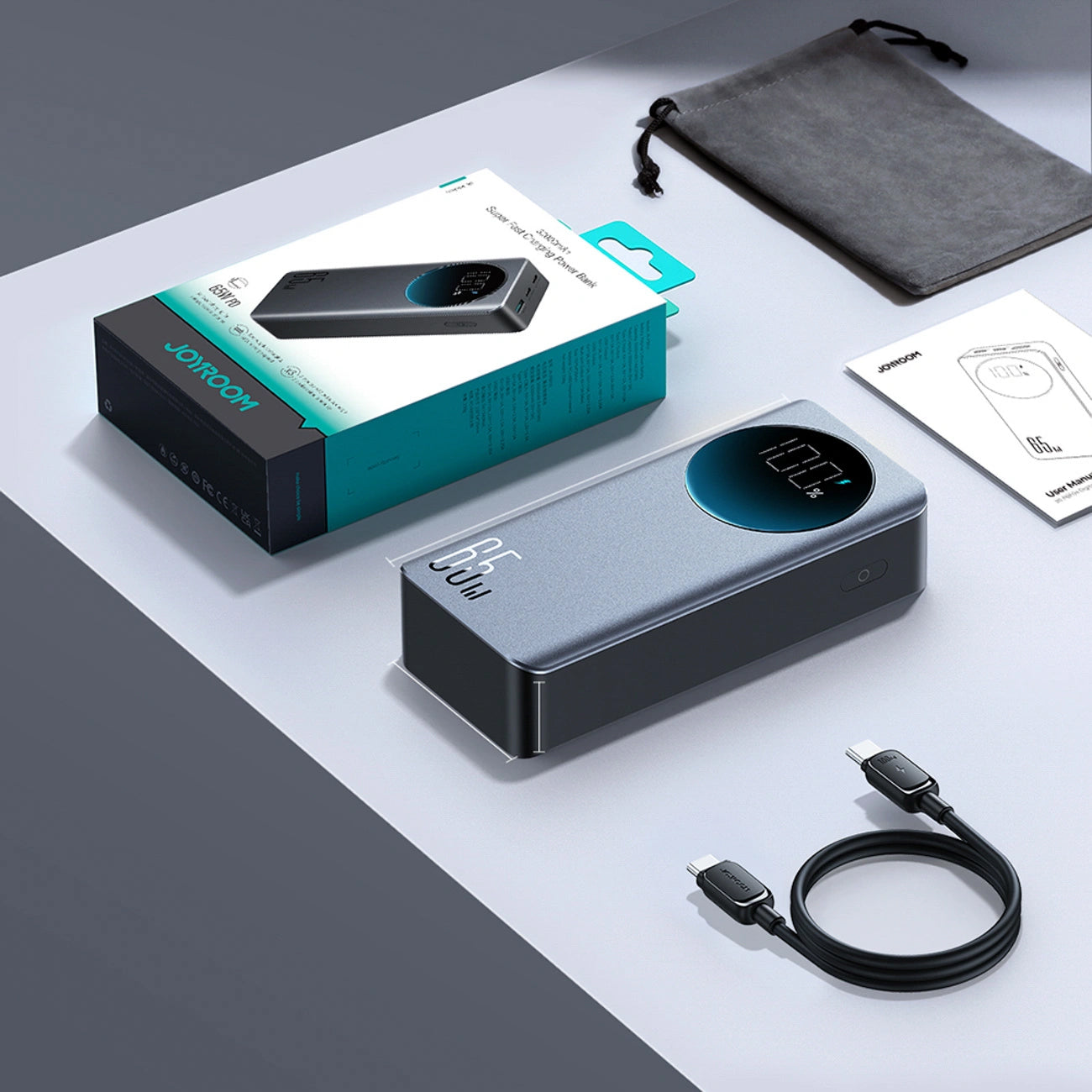 Външна батерия Joyroom JR-PBF05 Pro, 30000mAh, 65W, QC + PD, 1 x USB-A - 2 x USB-C, Черна