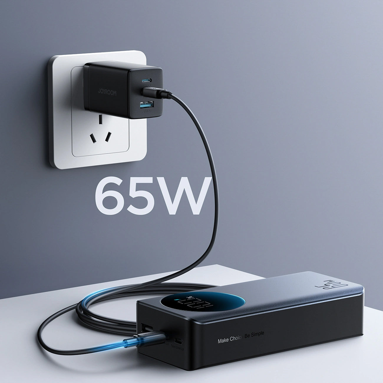 Външна батерия Joyroom JR-PBF05 Pro, 30000mAh, 65W, QC + PD, 1 x USB-A - 2 x USB-C, Черна