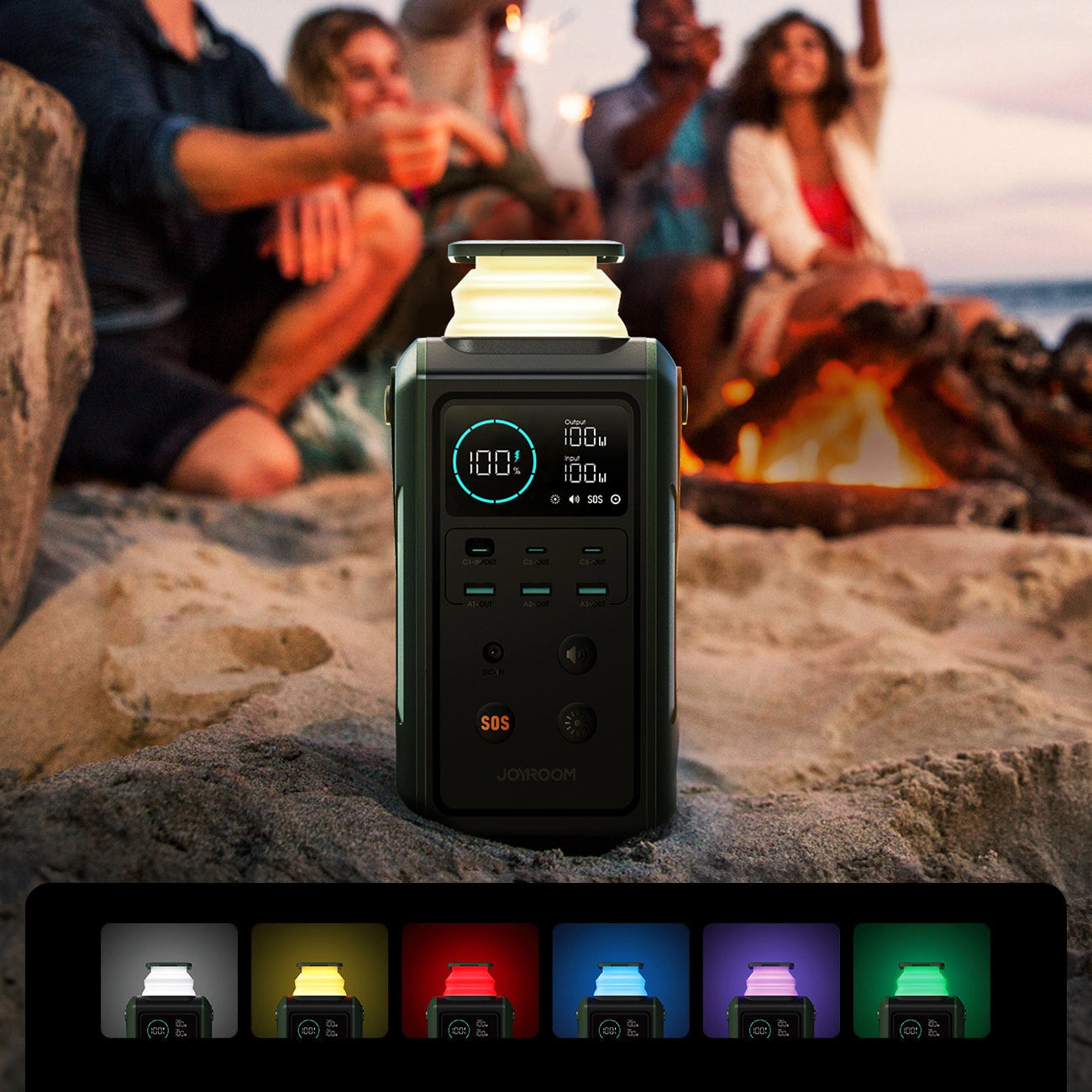 Външна батерия Joyroom JR-PBF10, 75000mAh, 100W, QC + PD, 3 x USB-A - 3 x USB-C, Зелена