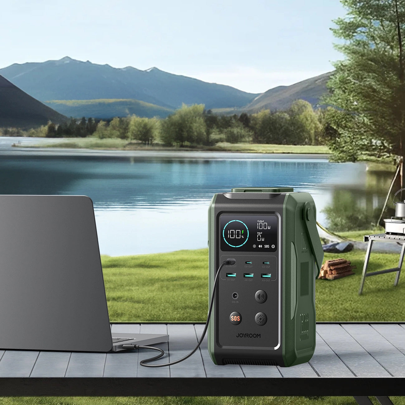 Външна батерия Joyroom JR-PBF10, 75000mAh, 100W, QC + PD, 3 x USB-A - 3 x USB-C, Зелена