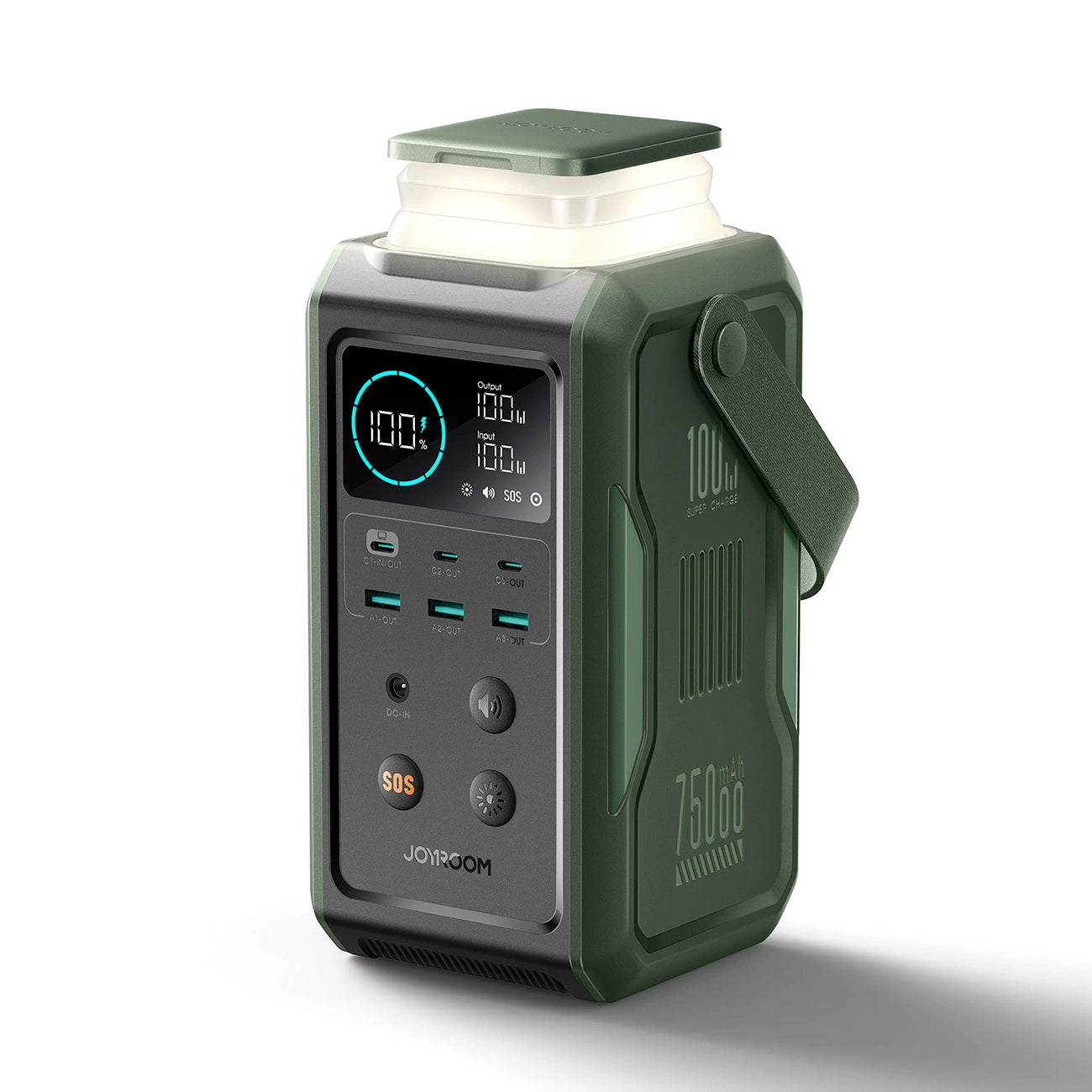 Външна батерия Joyroom JR-PBF10, 75000mAh, 100W, QC + PD, 3 x USB-A - 3 x USB-C, Зелена