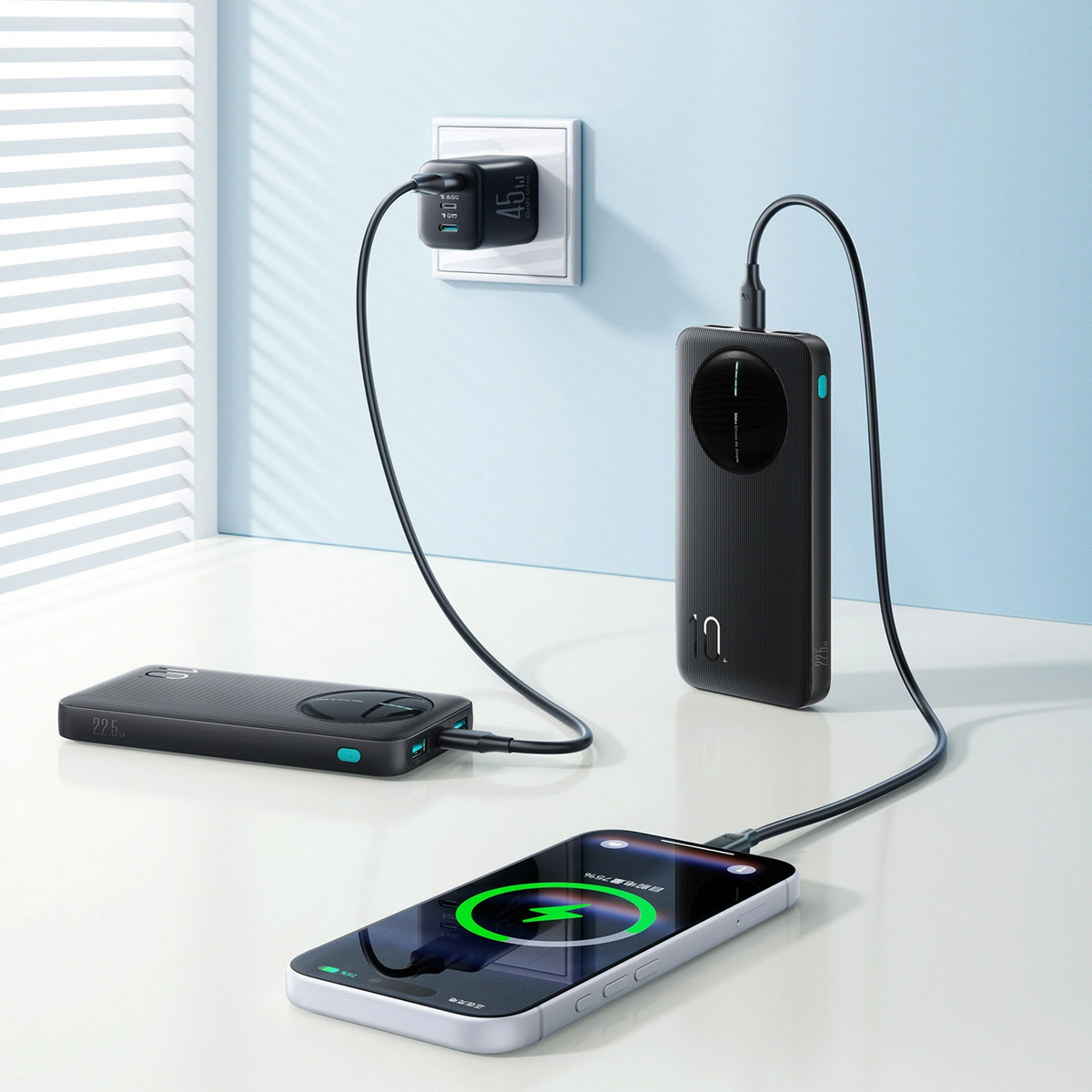 Външна батерия Joyroom JR-PBF12 Pro, 10000mAh, 22.5W, QC + PD, 1 x USB-C - 2 x USB-A, Черна
