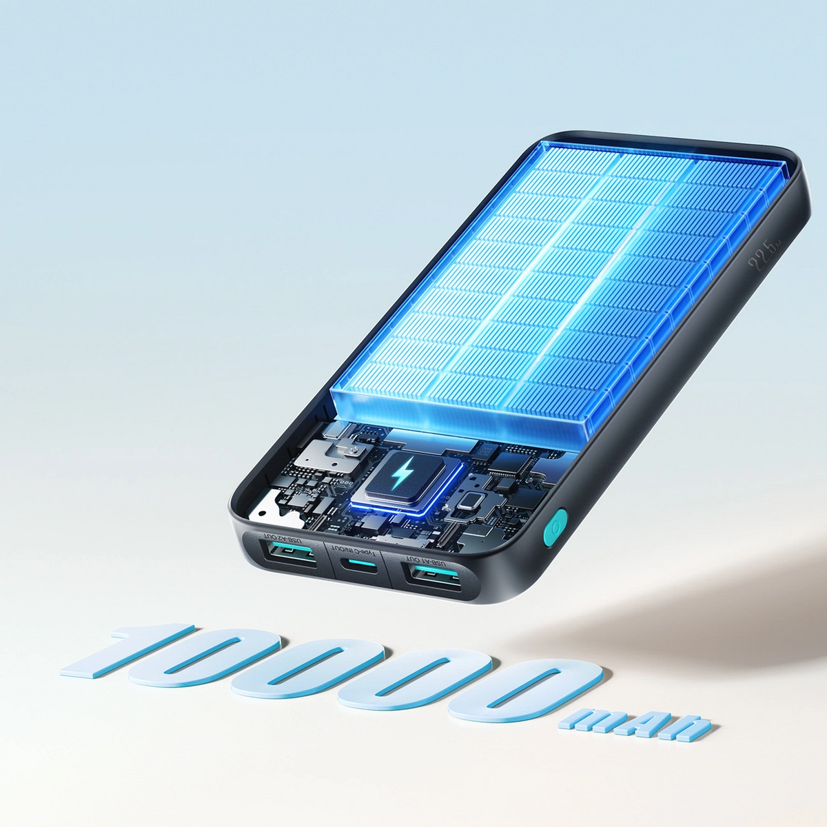 Външна батерия Joyroom JR-PBF12 Pro, 10000mAh, 22.5W, QC + PD, 1 x USB-C - 2 x USB-A, Черна