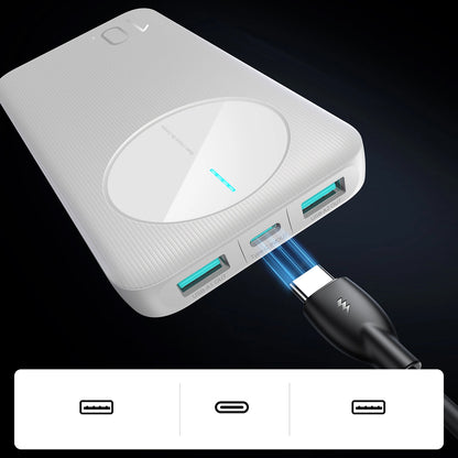 Външна батерия Joyroom JR-PBF12, 10000mAh, 12W, 1 x USB-C - 2 x USB-A, Бяла