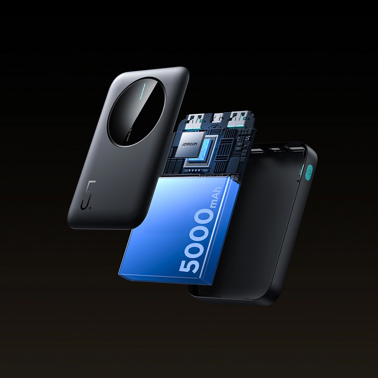Външна батерия Joyroom JR-PBF13, 5000mAh, 12W, 1 x USB-C - 2 x USB-A, Черна