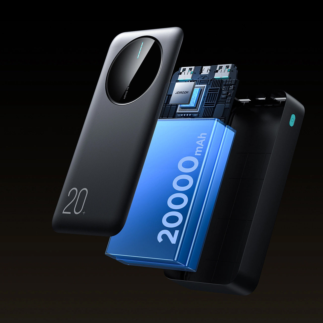 Външна батерия Joyroom JR-PBF14, 20000mAh, 12W, 1 x USB-C - 2 x USB-A, Черна